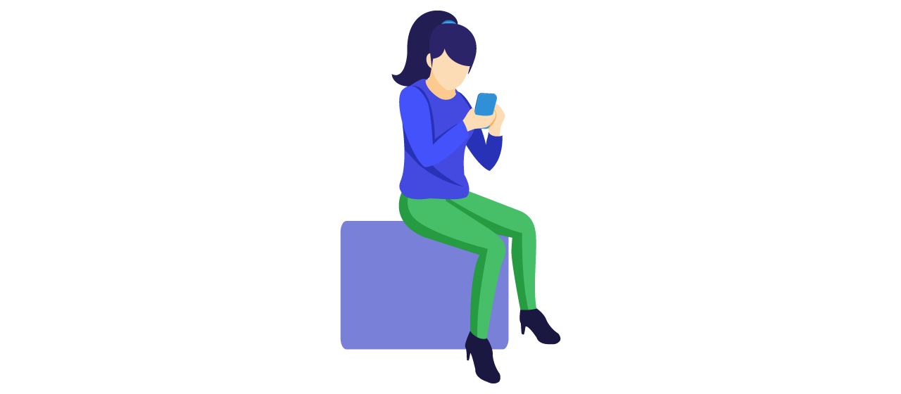 Illustration einer Frau, die am Handy eine Telefonnummer eingibt